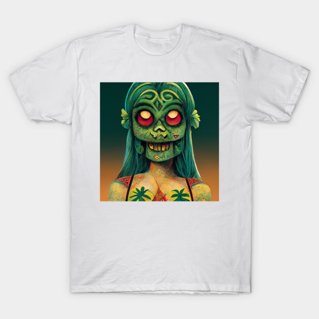 Zombie Tiki Girl T-Shirt by Planty of T-shirts